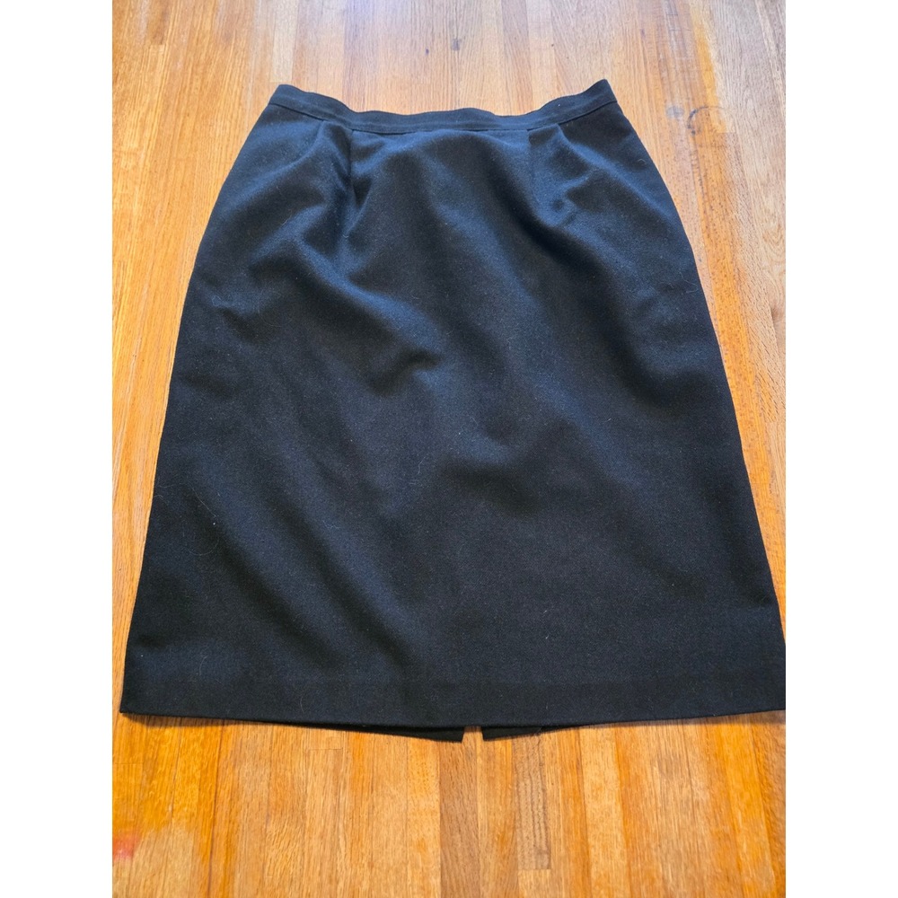 Classic Women 12P Petite Black Office Business Pleated Straight Cut Pencil Skirt